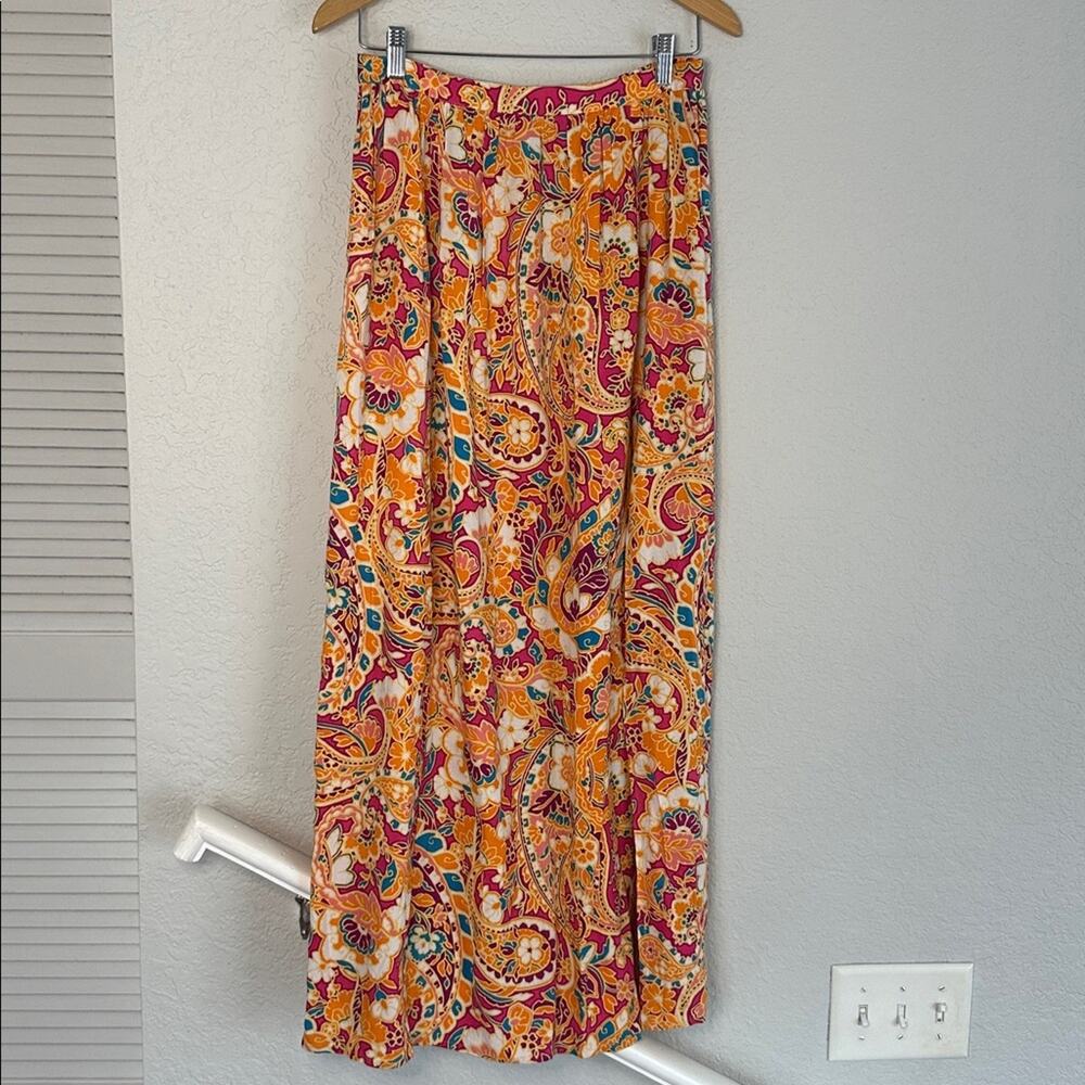 Patrons of Peace Windward Paisley Maxi Skirt High Thigh Slit Sexy Boho Casual